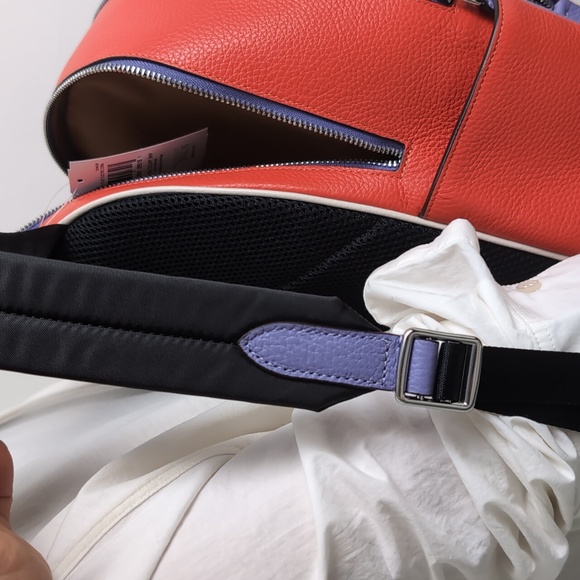 Coach CR768 Court Backpack In Colorblock Silver/Light Violet/Electric Coral - Picture 11 of 16